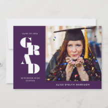 Graduación Purple Bold Serif Single Photo