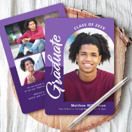 Anuncio Graduación Púrpura 4 Foto Guión Arco Negrita Moder