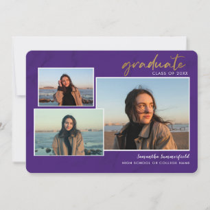 Anuncio Graduación púrpura de 4 guiones de Collage de foto