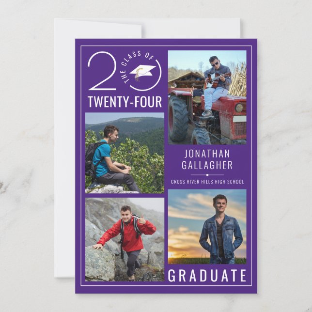 Anuncio Graduación púrpura moderna 4 fotos (Anverso)