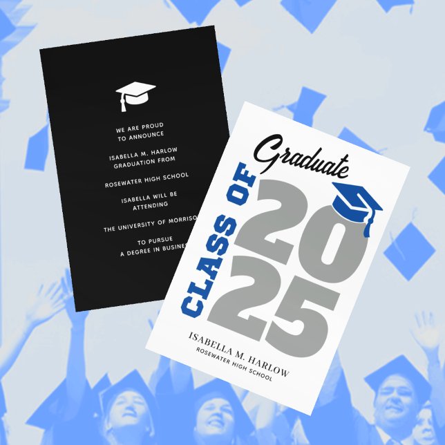 Anuncio Graduación retro azul y gris (Subido por el creador)