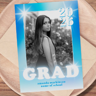 Anuncio Graduación Retro Y2K Ciber Azul Neon