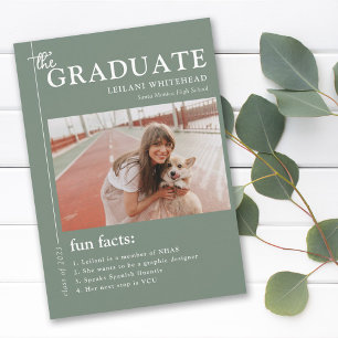 Anuncio Graduación Revista Fun Facts Sage Green