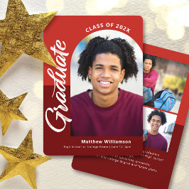 Anuncio Graduación Roja 4 Foto Negrita Guión Arch Moderno