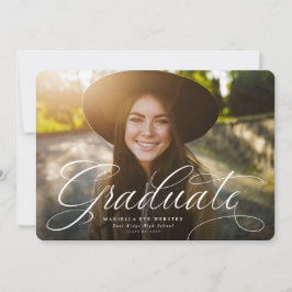 Anuncio Graduación roja elegante para graduados de escritu