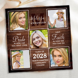 Anuncio Graduación Rustic Wood 5 Collage de fotos