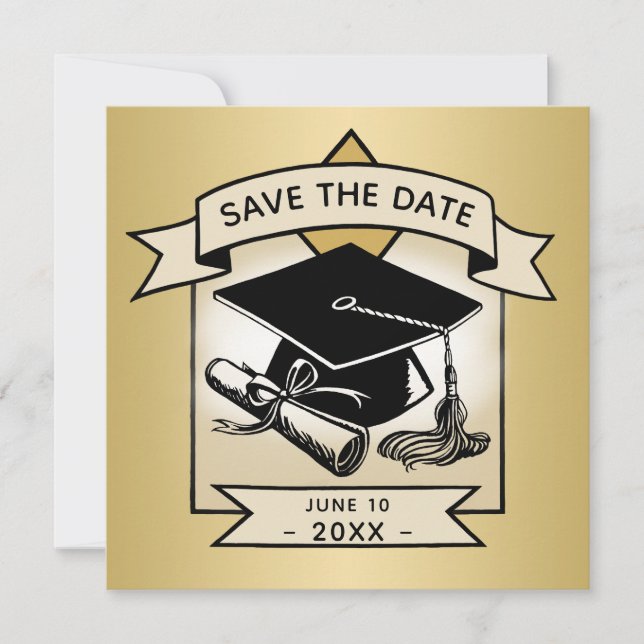 Anuncio Graduación Salvar la fecha de graduación de oro el (Anverso)