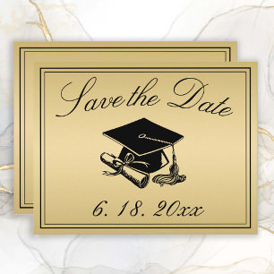 Anuncio Graduación Salven la fecha Oro Negro Diploma