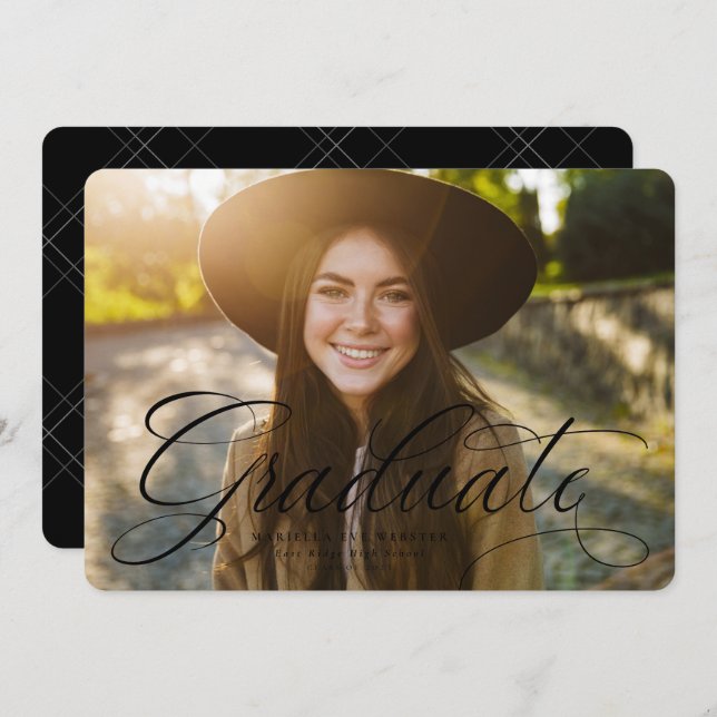 Anuncio Graduación simple en blanco y negro para graduados (Anverso / Reverso)