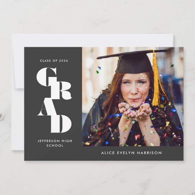 Anuncio Graduación Slate Bold Serif Single Photo Graduatio (Anverso)