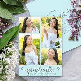 Anuncio Graduación Turquesa 4 Foto Moderno Script Corazone