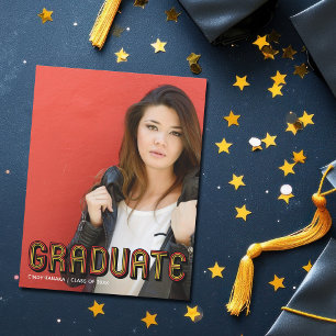 Anuncio Graduación única de foto de grado de guión rojo re