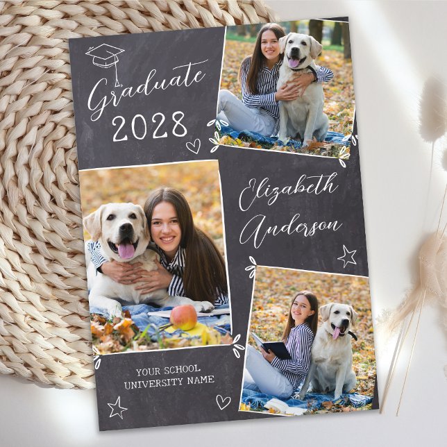 Anuncio Graduación única de fotos de Chalkboard Doodle 3 (Subido por el creador)