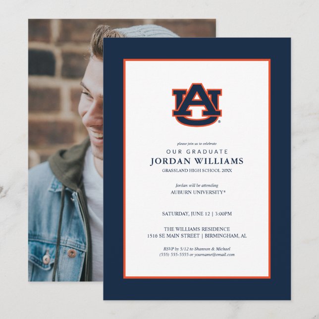 Anuncio Graduación universitaria de Auburn | Auburn Tigers (Anverso / Reverso)