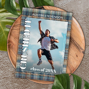 Anuncio Graduación verde azulada de Blue Tartan Plaid