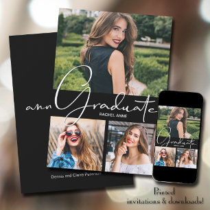 Anuncio Graduación vertical de 3 fotografías en negro