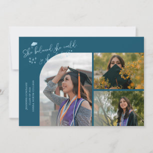 Anuncio Graduada Verde Turquesa Ella Creyó Multi Foto