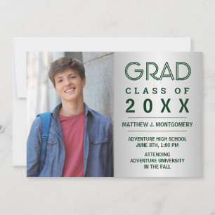 Anuncio Graduado 2023 Foto Modern Silver Green Grad