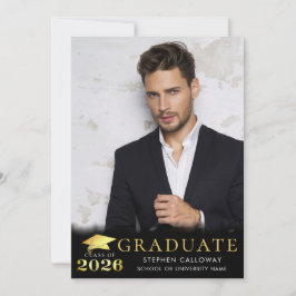 Anuncio Graduado 2025 Black Faux Metallic Gold 2 fotos