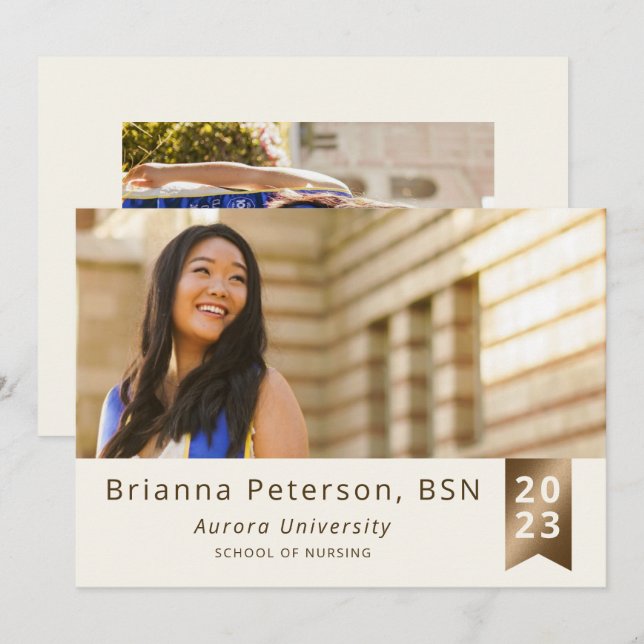 Anuncio Graduado 2 foto Relieve metalizado Faux de Marfil  (Anverso / Reverso)