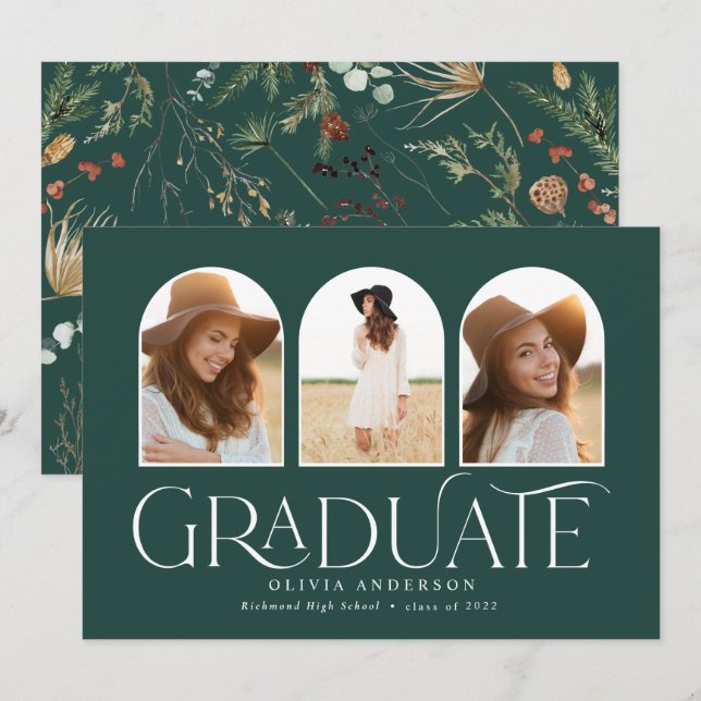 Anuncio Graduado 3 arco fotográfico acuarela floral botáni (Anverso / Reverso)