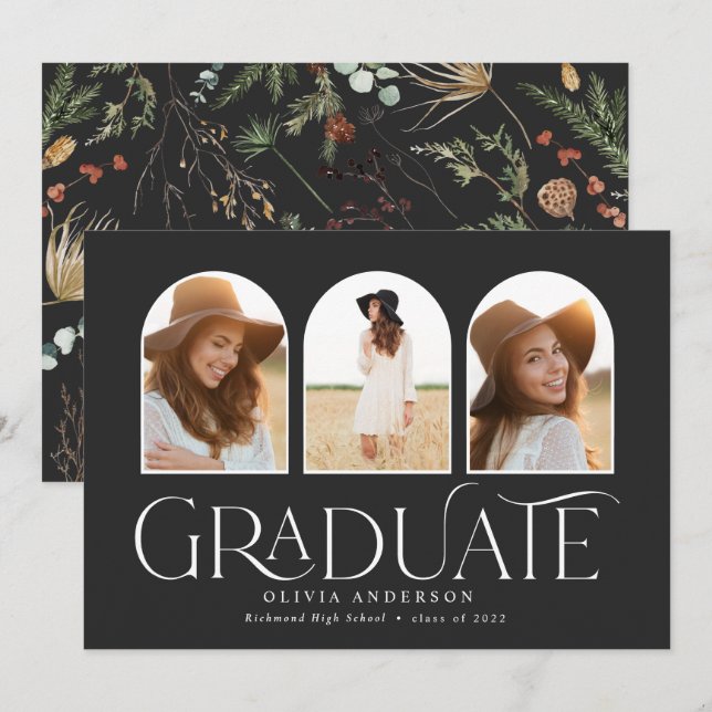 Anuncio Graduado 3 arco fotográfico acuarela floral botáni (Anverso / Reverso)