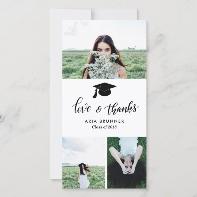 Anuncio Graduado Amor y Gracias Tres Fotografías Modernas (Anverso)