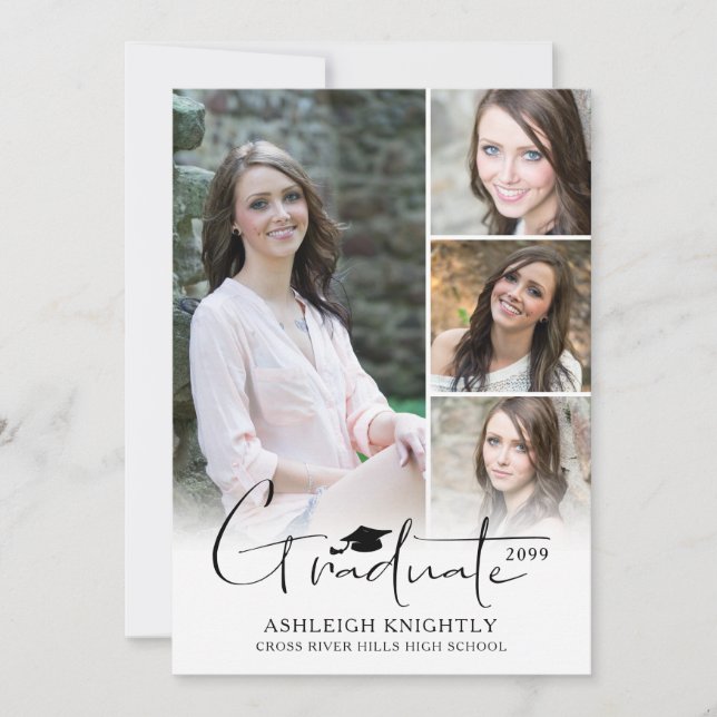 Anuncio Graduado con letra de mano moderna 5 fotos (Anverso)