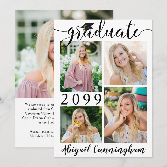 Anuncio Graduado de Collage de fotos de guión moderno 5 (Anverso / Reverso)