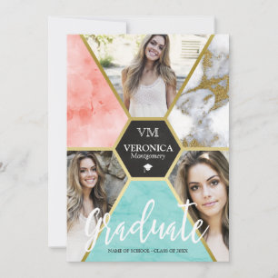 Anuncio Graduado de Collage de fotos geométrico rosado de 