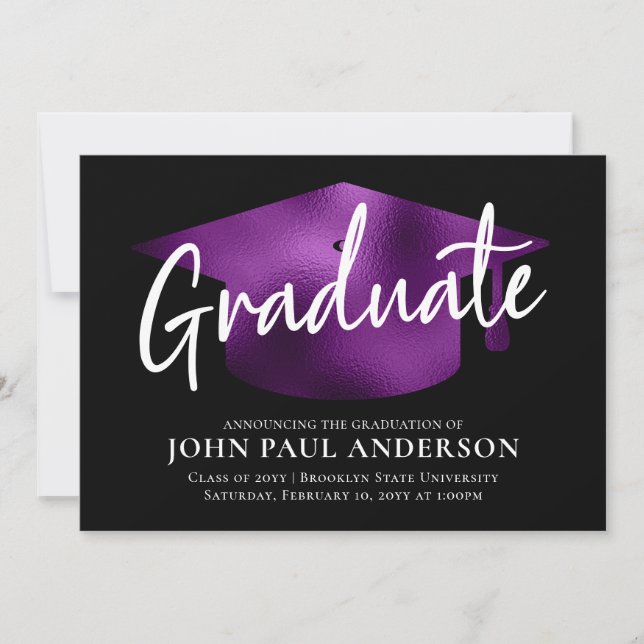Anuncio Graduado de Graduado de Grado Metálico Púrpura Gra (Anverso)