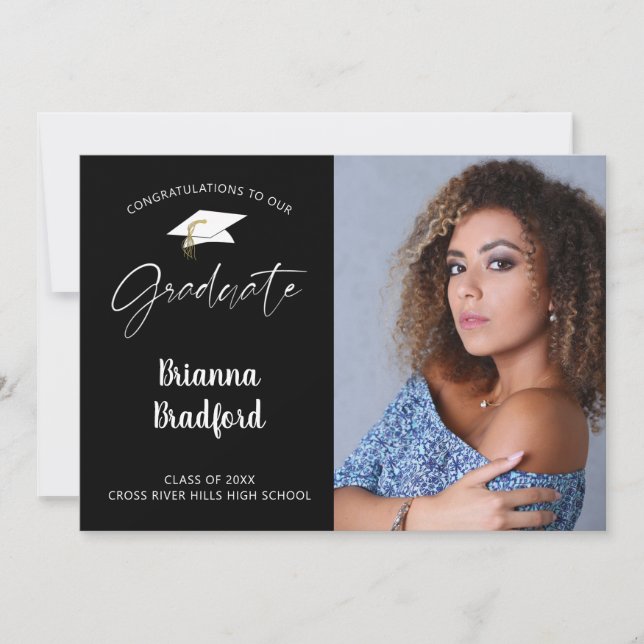 Anuncio Graduado de guión moderno negro (Anverso)