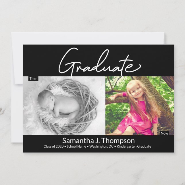 Anuncio Graduado de jardines de infancia entonces y ahora  (Anverso)