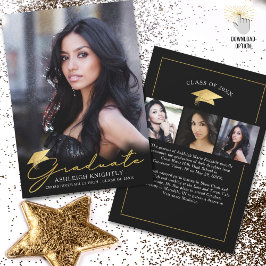 Anuncio Graduado de oro Guión manuscrito Negro 4 Foto