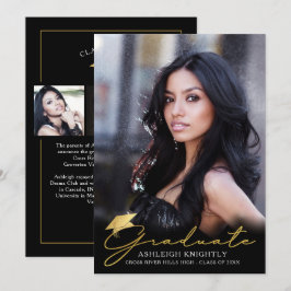 Anuncio Graduado de oro Guión manuscrito Negro 4 Foto