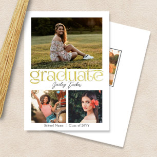 Anuncio Graduado de Oro Moderno de 4 Collages de fotos