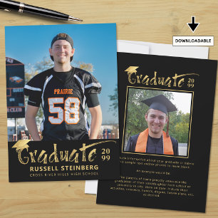 Anuncio Graduado de pincel de oro negro moderno 2 fotos