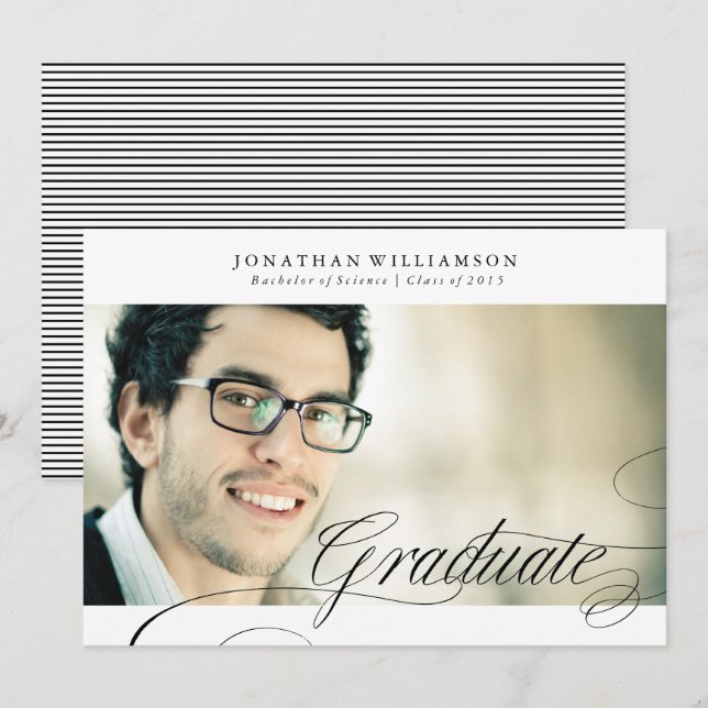 Anuncio Graduado elegante de escritura formal (Anverso / Reverso)