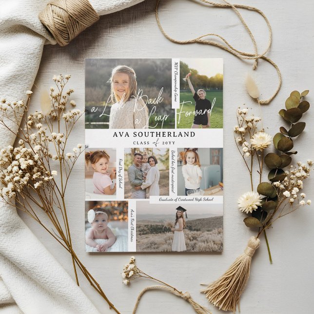 Anuncio Graduado Entonces Y Ahora Collage de fotos Y Punto (Graduate Then & Now Photo Collage & Highlights Announcement)