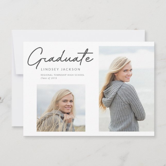 Anuncio Graduado Estilo Smooth Pen Script 2-Photo (Anverso)