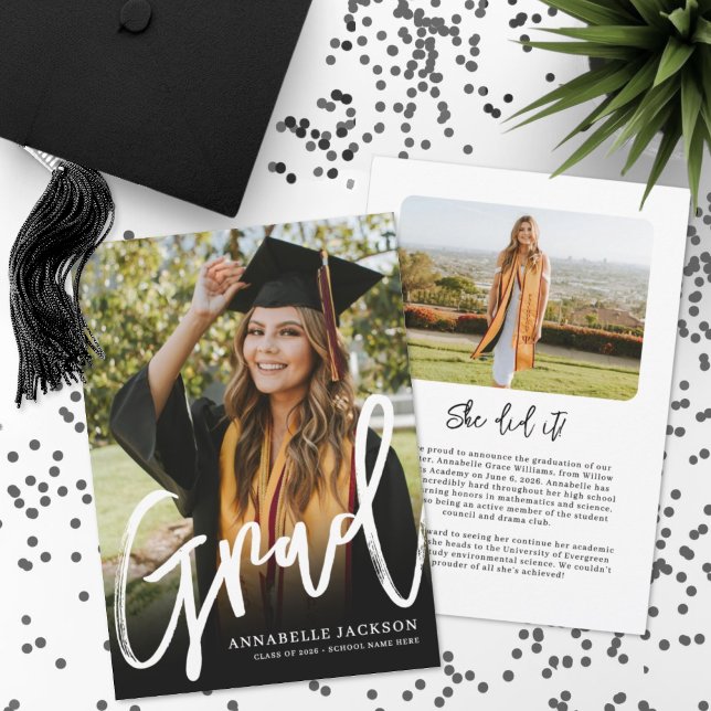 Anuncio Graduado Foto Simple de Graduación (Graduate Simple Photo Graduation Announcement )