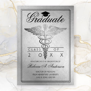 Anuncio Graduado Médica Caduceus Silver Grad Cap