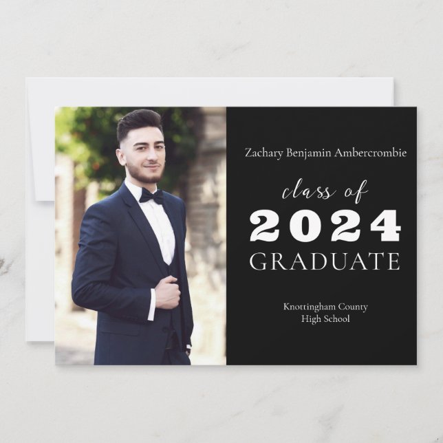 Anuncio Graduado Minimalista moderno y negro de secundaria (Anverso)