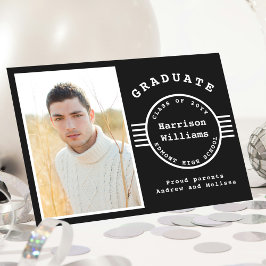 Anuncio Graduado Moderno De Fotografía: Rayas Blancas Y Ne