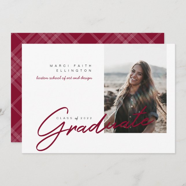 Anuncio Graduado moderno de Maroon Photo (Anverso / Reverso)
