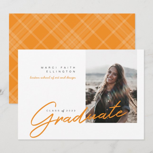 Anuncio Graduado moderno de Naranja de fotografía (Anverso / Reverso)