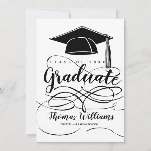 Anuncio Graduado negro de fotografía de cierre de graduaci