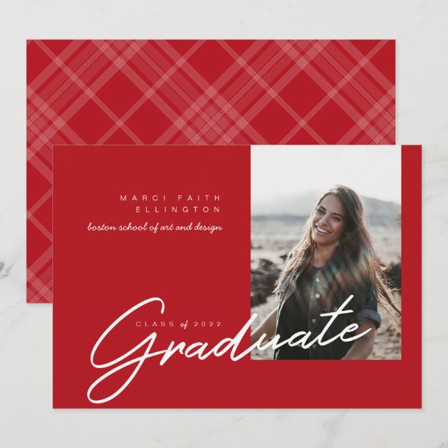 Anuncio Graduado rojo de fotografía moderna (Anverso / Reverso)