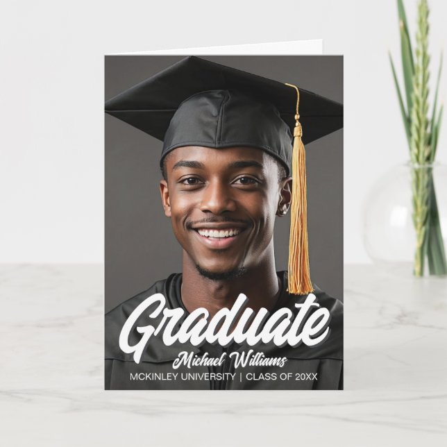 Anuncio Graduate Photo Bold Script Folded Graduation (Anverso)