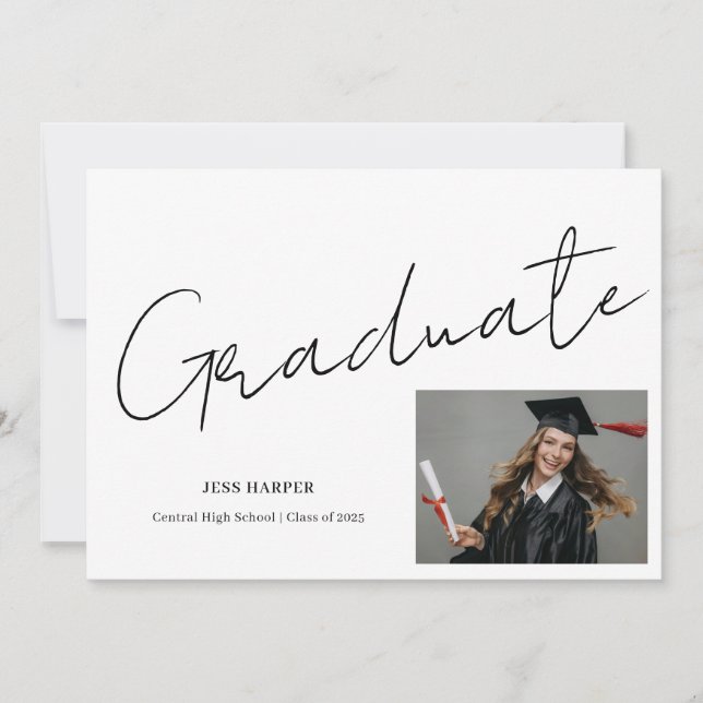Anuncio Graduate Photo Graduation Flat Announcement Card (Anverso)